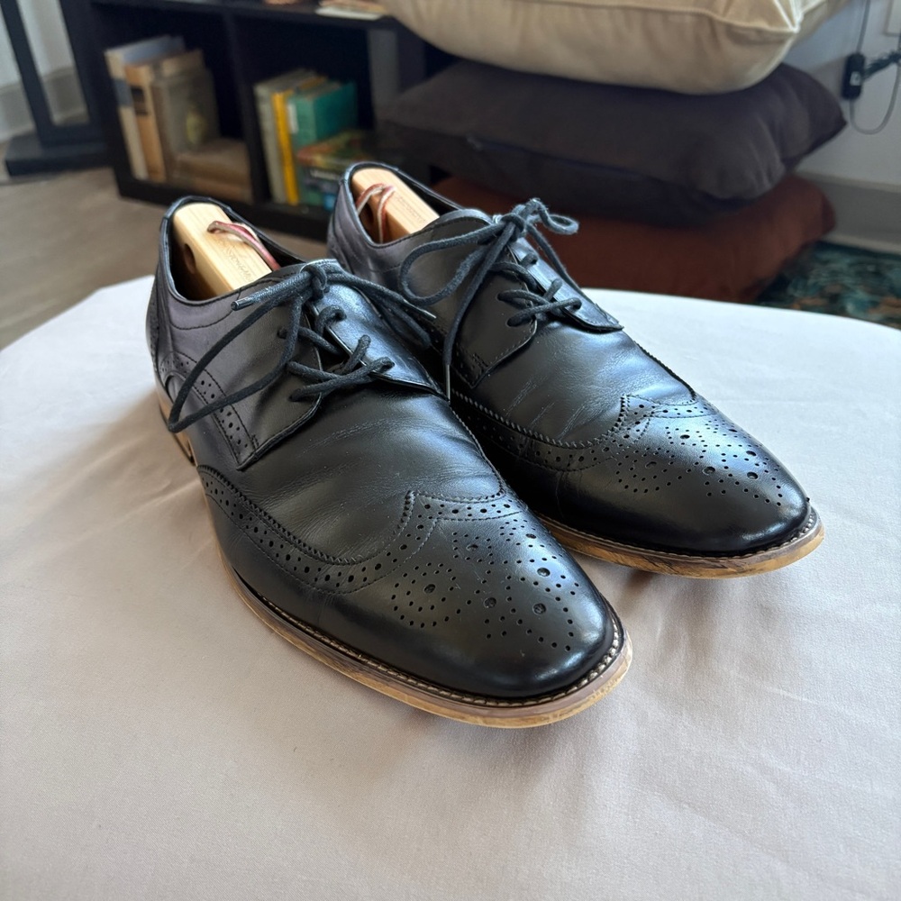Stacy Adams Black Leather Wingtip Oxfords Size 11